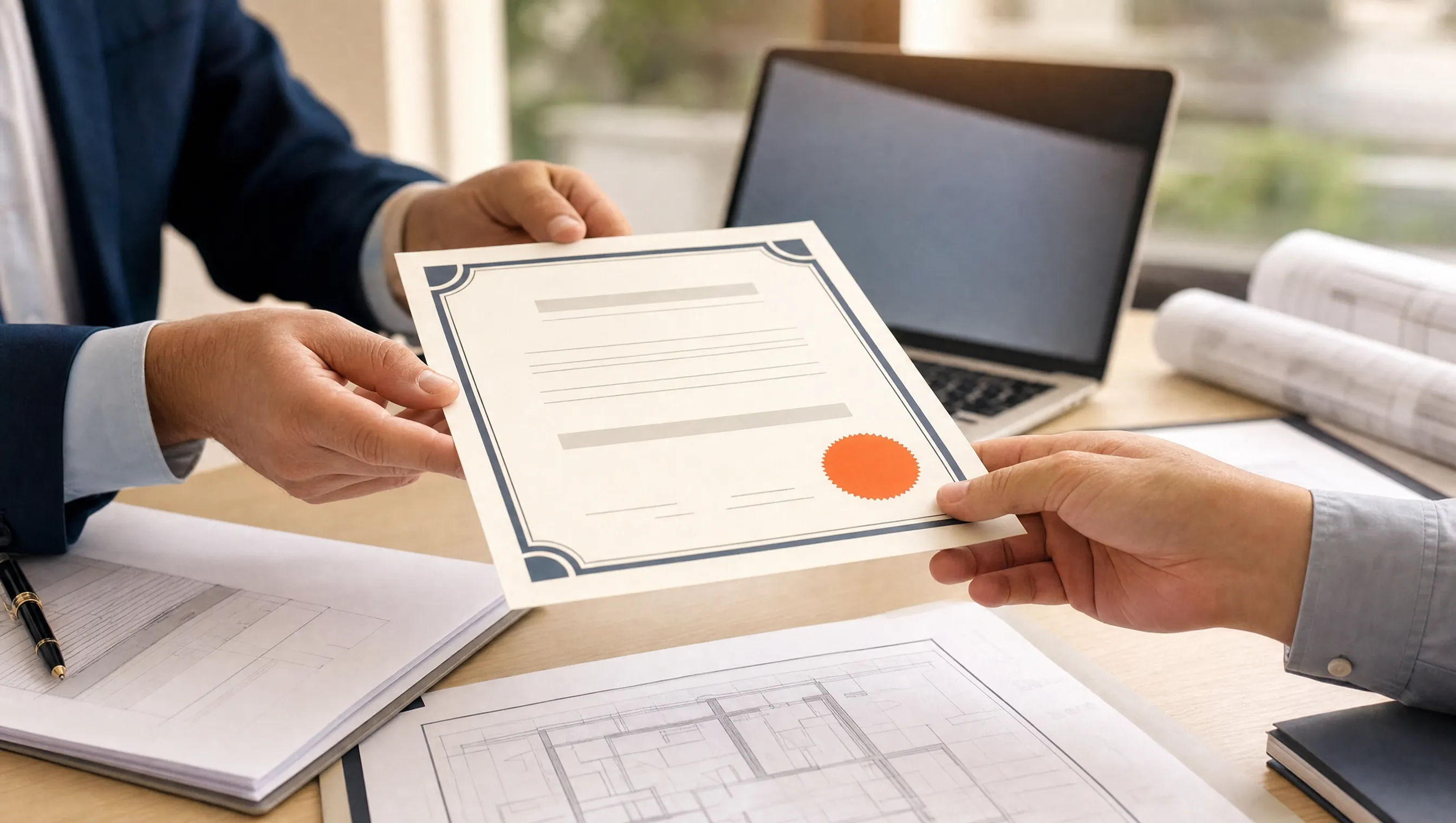 Completed compliance certificate delivered to client