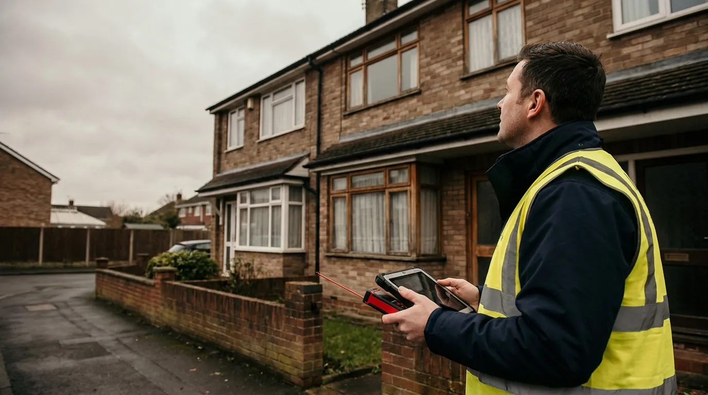Retrofit Assessor conducting a dwelling inspection for PAS 2035 compliance