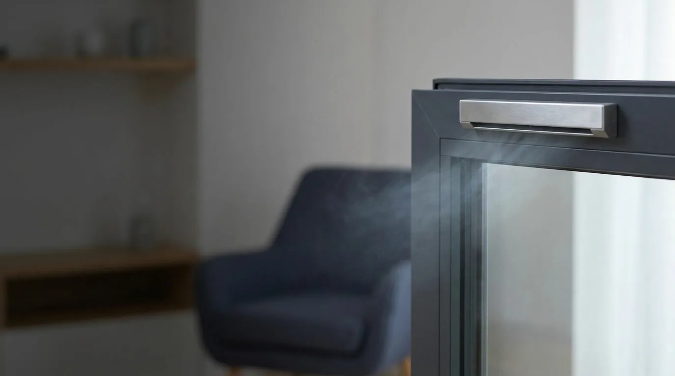 Background ventilation trickle vent in a window frame