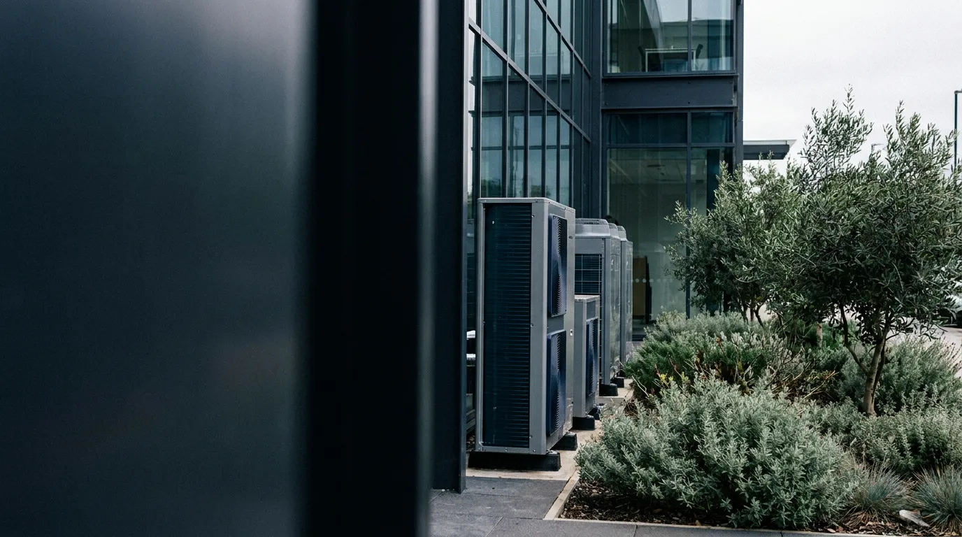 Energy assessor reviewing low-carbon systems for a new building