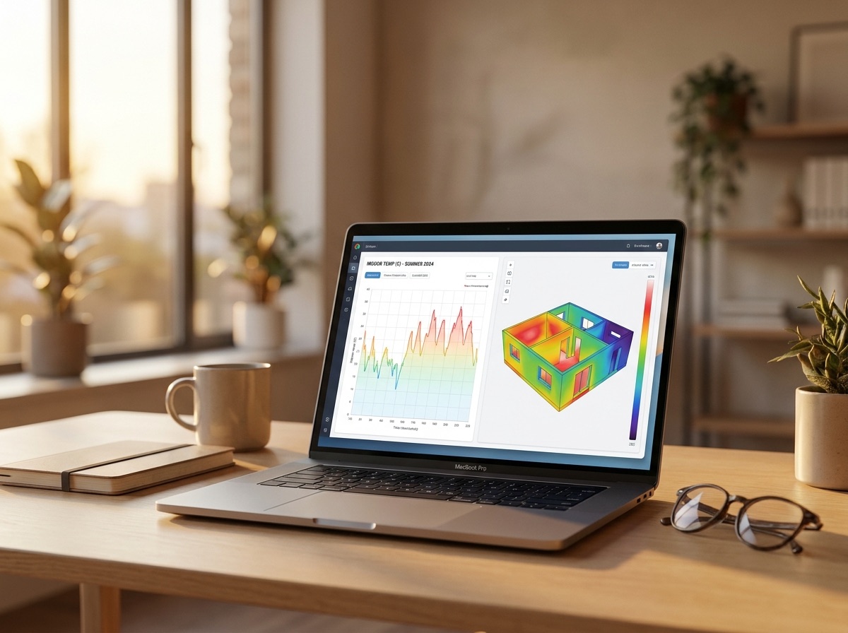 Dynamic thermal modelling overheating analysis shown on a laptop