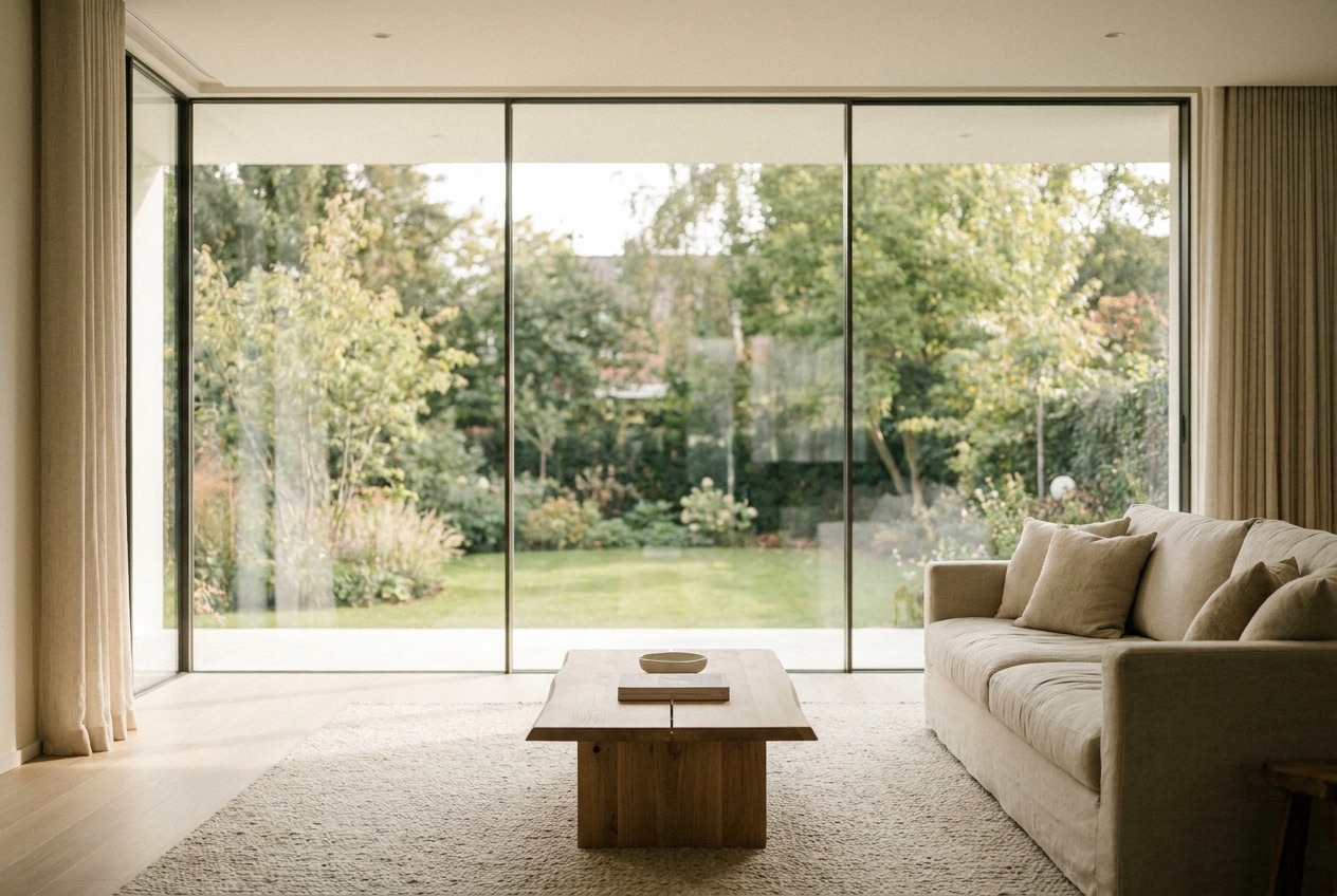 Large glazed wall on a modern new-build dwelling