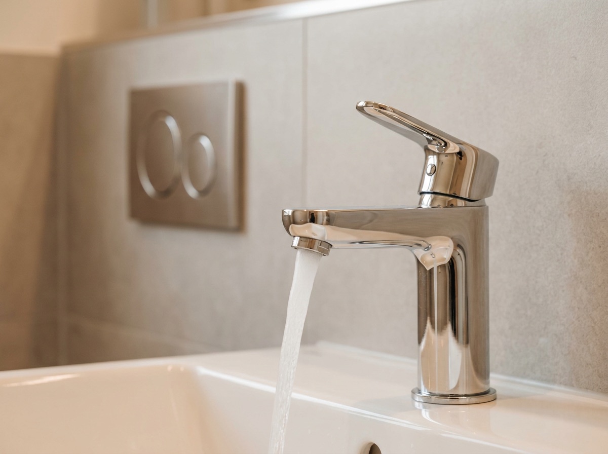 Water-efficient bathroom fittings in a new-build home